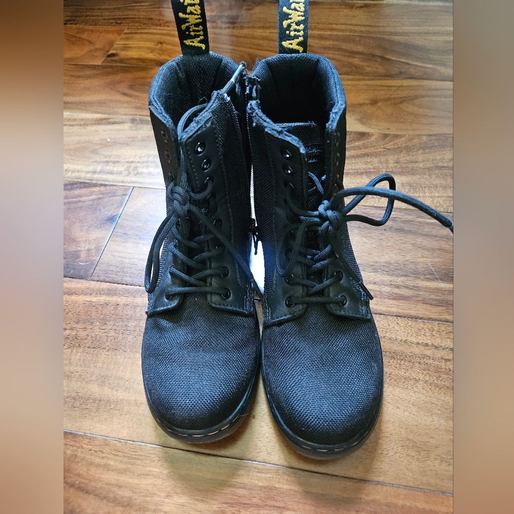 Dr. Martens Kids Black Canvas Lace-Up Boots